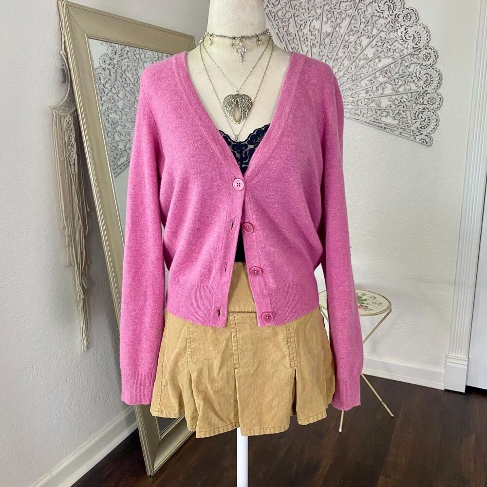 Talbots Romantic Coquette Super Soft Pink Lambswool Angora Cardigan S